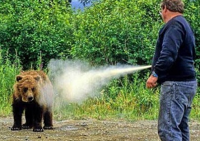 Man using Bear Pepper Spray